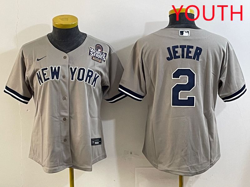 Youth New York Yankees #2 Jeter Grey Game 2025 Nike MLB Jersey style 4->youth mlb jersey->Youth Jersey